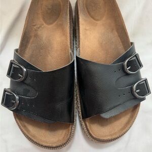 Black Double Buckle Sandals